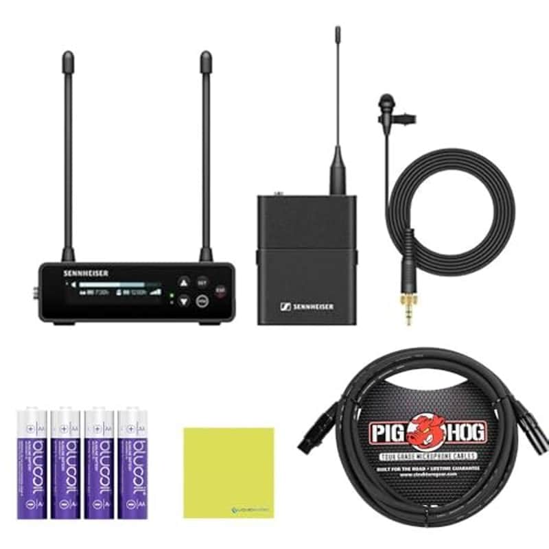Mint Sennheiser EW-DP ME 4 Set (R1-6) Camera-Mount Digital Wireless Microphone System Bundle w/Pig Hog PHM10 8mm Mic Cable, 4-pack Blucoil AA Batteries and Liquid Audio Polishing Cloth image 1