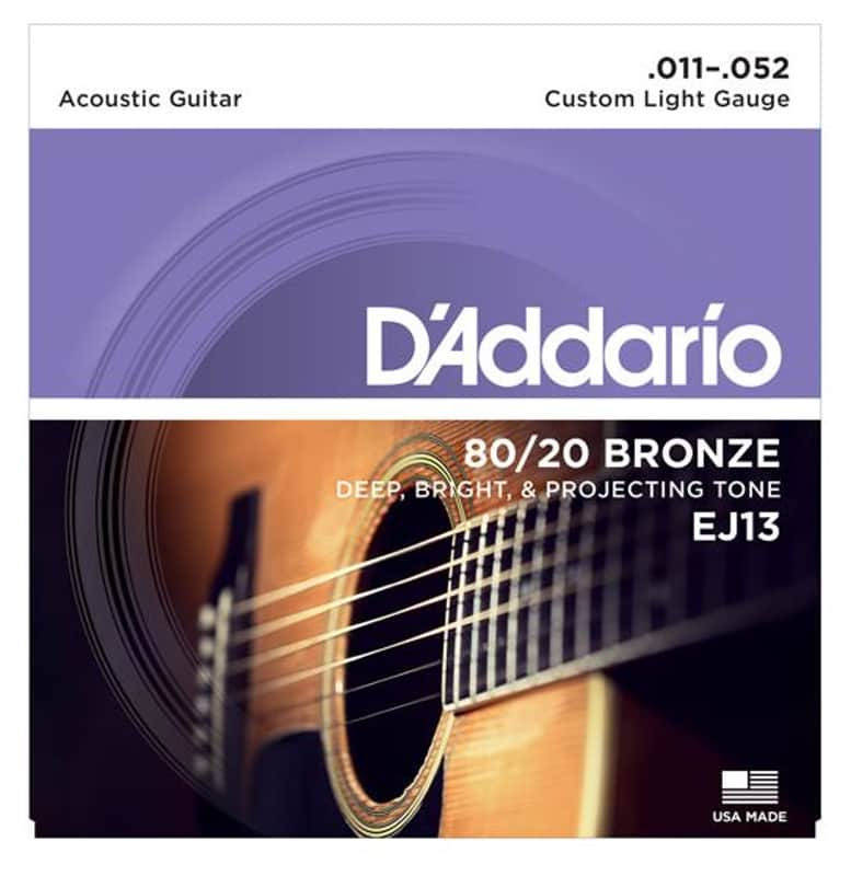 D'Addario EJ13 80/20 Bronze Custom Light Acoustic Guitar Strings .011-.052 image 1