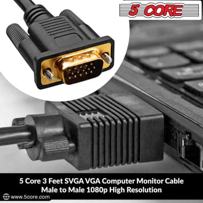5 Core 3 Feet SVGA VGA Computer Monitor Cable Male to Male 1080p High Resolution - VGA 1001-VGA 1001 image 10