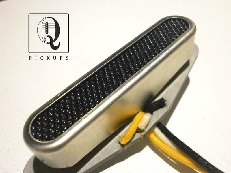 Telecaster Neck Pickup Raw Non Plated Open Cover Black Foil Alnico Hand Wound Coil Tap by Q pickups image 1