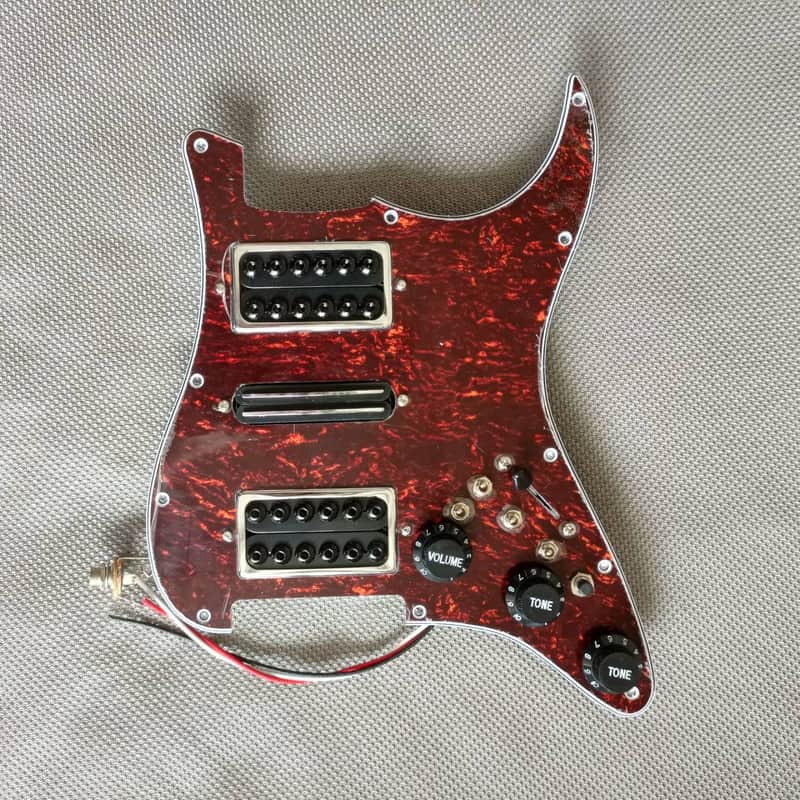 Strat Style Guitar HSS Prewired Loaded Pickguard, Large Pole, Dual Rail Pickups image 1