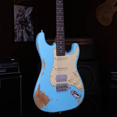 Dhatarattha HSS Strat-Style – Surf Blue Nitro Relic image 6