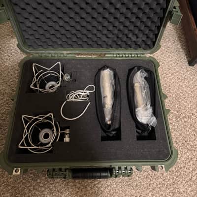 TWO Warm Audio WA-47jr Large Diaphragm Multipattern FET Condenser Microphones w/ hard travel case image 1