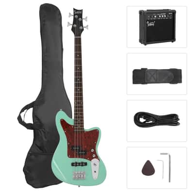 Glarry Green GIB 4 String Red Pearl Guard Bass Guitar w/20W Amplifier image 1