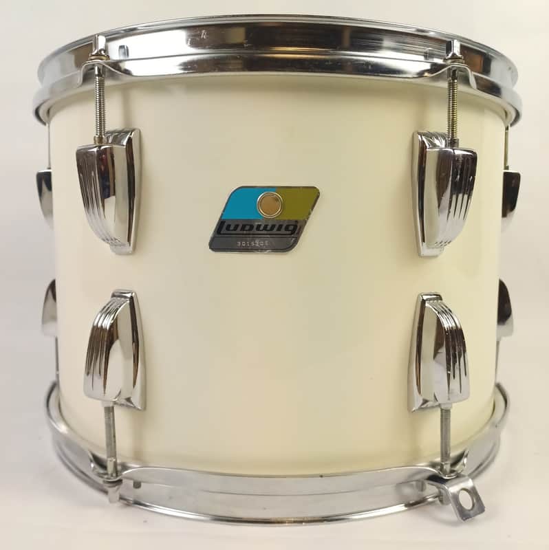 Ludwig 9x13"White Cortex Tom Drum Vintage80s 6Ply Maple Classic Blue/Olive Badge image 1