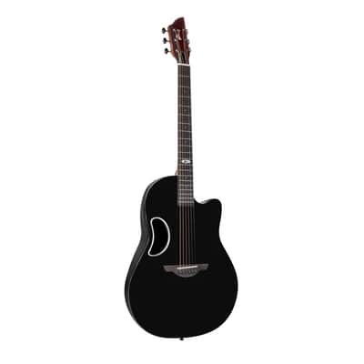 WINZZ AFO300C Solid Spruce Top With Carbon Fiber Back Acoustic Electric Guitar - Black image 2