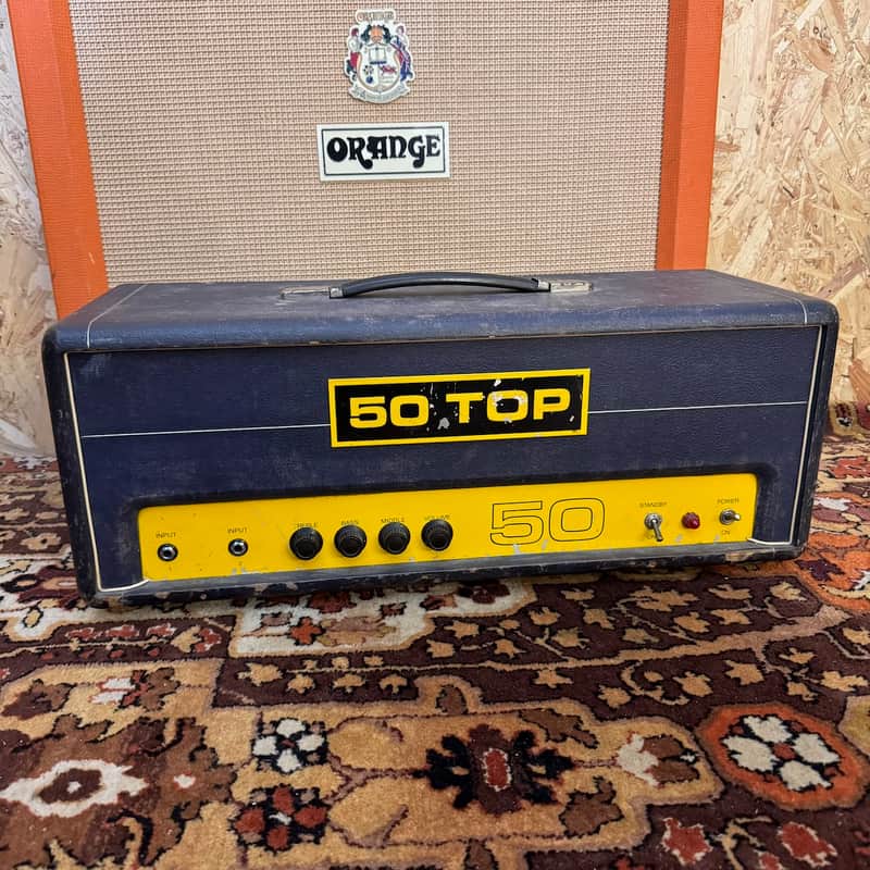 Vintage 1970s Carlsbro 50 Top Custom Colour Blue Guitar Valve Amplifier Head image 1