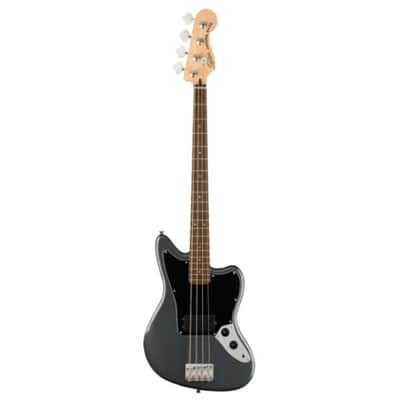Squier Affinity Series Jaguar Bass H 4-String Right-Handed Electric Guitar with Maple Neck, Laurel Fingerboard, and 3-Ply Black Pickguard (Charcoal Frost Metallic) image 1