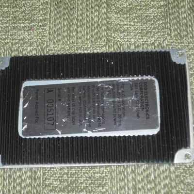 used vintage DOD Performer Series BOTTOM PLATE ( screw holes are on 4 corner areas) NO: pedal/other parts - early 1980s - Metal Plate has Silver & Gray Finish / Stiff Black Rubber Padding (padding has ridges) has Label, underside sanded & repainted gray image 10