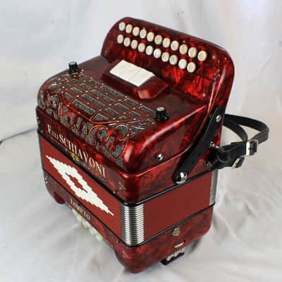 7684 - Red Decorated Filli Schiavoni "Loreto" Diatonic Button Accordion GC LMM 21 8 image 3