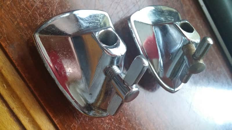 Tama Vintage TRAK Drums MIRROR IMAGE PAIR  Bass Drum SPUR MOUNTS Tama Made Japan RARE PARTS  80s image 1