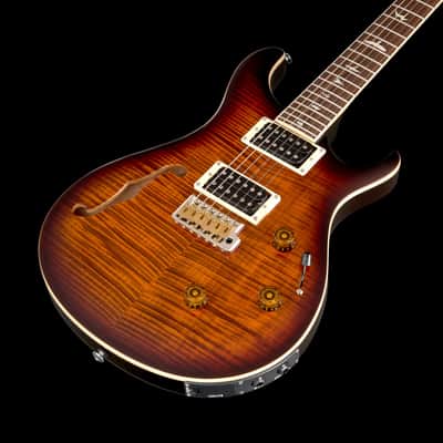 PRS SE Custom 24 Semi-Hollow Piezo - Orange Tiger Smokeburst-Orange image 5