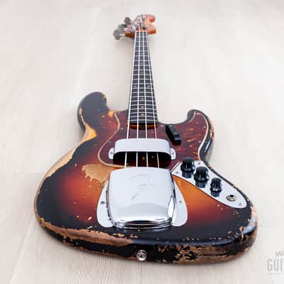 1962 Fender Jazz Bass Vintage Pre-CBS Slab Board, Sunburst w/ Case image 11
