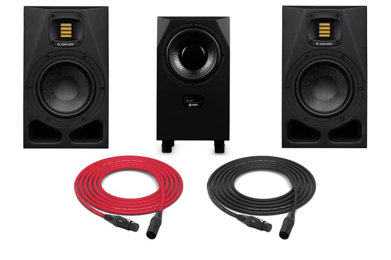 Adam Professional Audio A7V 7-inch Powered Studio Monitor Pair w/ Sub10 Mk2 10 inch Powered Studio Subwoofer image 1
