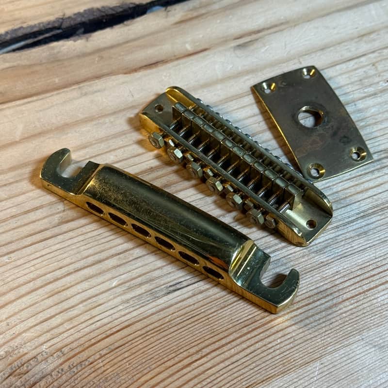 Stars Guitars brass XII tailpiece and bridge 70s brass 12 string guitar image 1