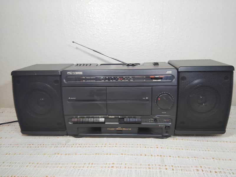 JVC PC-Y555 Dual Dubbing Tape Cassette Boombox 5 Band EQ Clean Tested Working image 1