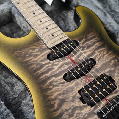 Schecter USA CUSTOM SHOP CET 50th Anniversary PROTOTYPE Metallic Gold w/Black Burst 6-String Electric Guitar w/ Black Tweed Case image 7