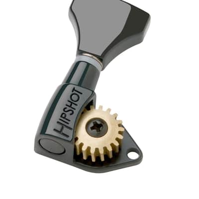 Hipshot Classic Black Open 6 inline non-staggered post tuners with UMP - 6K1GN0B
