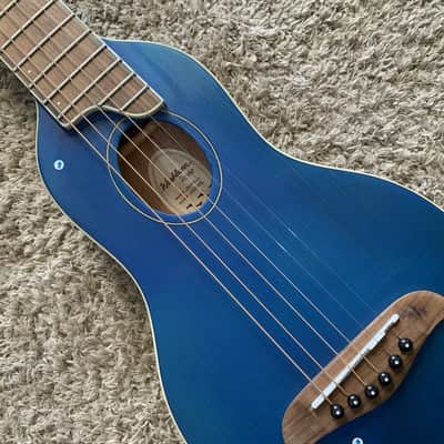 Blue Washburn Warrior 34 Inch Acoustic Guitar, Spruce Top Body, Rosewood Fretboard, Mahogany Neck image 4