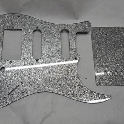 Platinum Silver Sparkle Glitter HSS pickguard + trem cover set Fits Fender Strat Stratocaster image 1