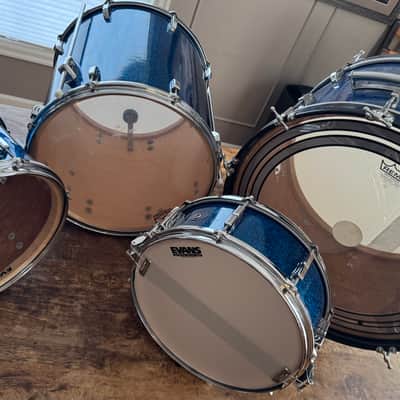 1963 Shelly Manne w Matching Snare Leedy Slingerland Drum set 13/16/22 w 5.5x14 EXC Blue Sparkle image 21