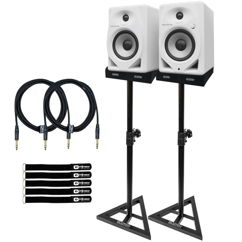 Pioneer DJ DM-50D-W/CMXEG White Studio Monitor Speakers w Stands image 1