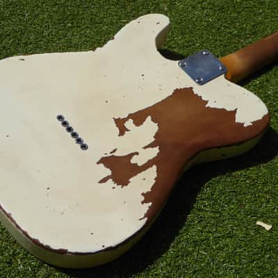 DY Guitars Rick Parfitt / Status Quo tribute white relic tele body PRE-BUILD ORDER image 9