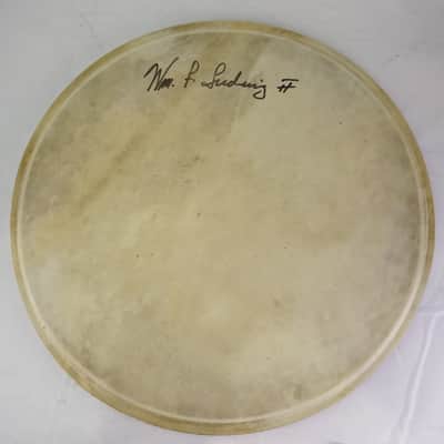 William F Ludwig II SIGNED 14"Calf Skin Drum Head Vintage30s WFL Wm Snare Batter image 1