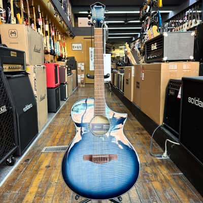 Ibanez AEWC400 Contoured Acoustic-Electric Indigo Blue Burst High Gloss image 4
