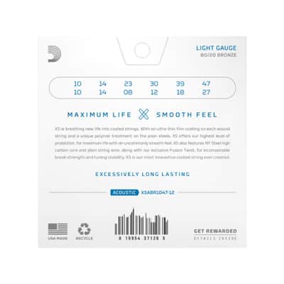 D'Addario XS Coated Acoustic 80/20 Bronze Light 12-String 10-47 image 2