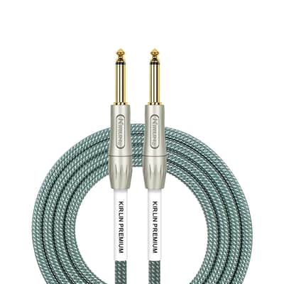 Kirlin Cable Iwb-201Pfg-10/Ol 10-Feet 1/4-Inch Straight Premium Plus Instrument Cable, Olive Green Tweed Woven Jacket image 1