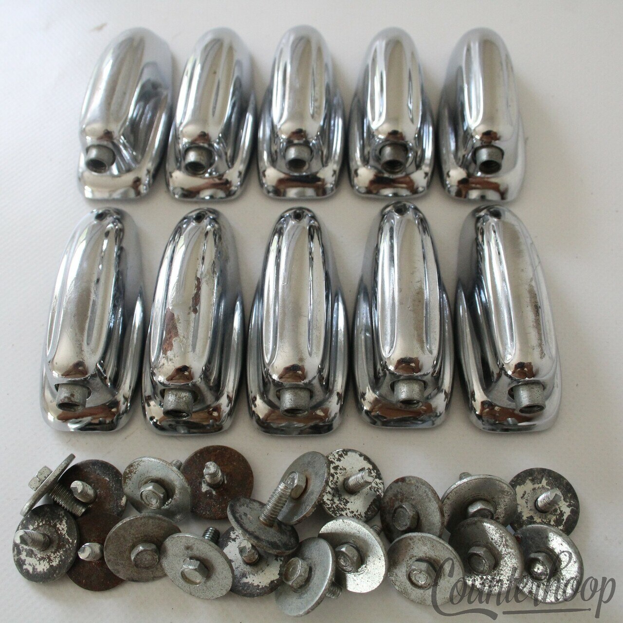 Slingerland 10x Sound King Bass Drum Lugs Chrome Vintage 60s-70s USA Set Parts* — main photograph