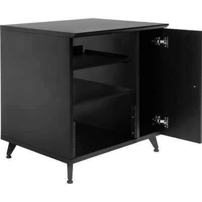 Gator Elite Furniture Series Rolling Rack Sidecar Cabinet in Black Finish with Configurable Rack Space & Shelving image 4
