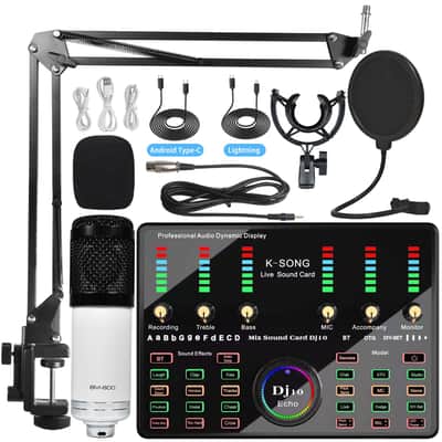 Sound Card Mobile Phone Bluetooth K Song Microphone Condenser Wireless Microphone Sound Card Dedicated Full Set image 8