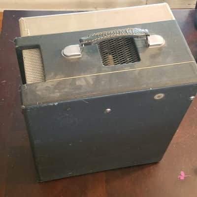 Voice of Music 10 Watt 166-A Mono Tube Amplifier Combo Jensen 6x9 AlNiCo woofer tweeter guitar 8809 8810 1958 Grey Cream image 3