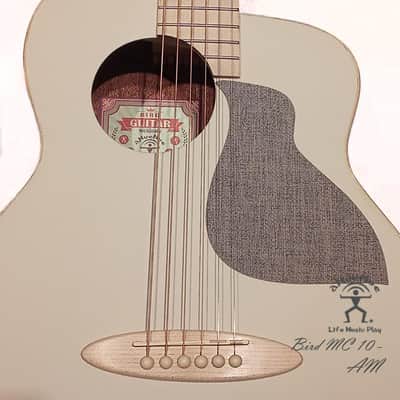 aNueNue Bird MC10 - AM Almond Milk Solid Sitka Spruce & Mahogany Travel Guitar image 3