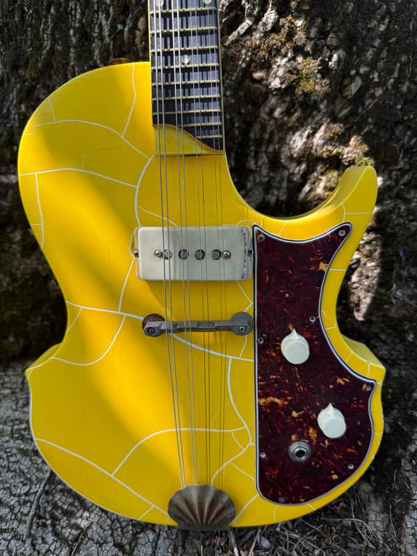 1950’s Carven Electric Mandolin- Old TV Yellow Finish- Original USA- Vintage with Case image 1