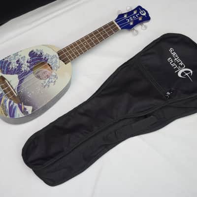 LUNA Great Wave Pineapple Soprano UKE new UKULELE w/ GIG BAG - Blue - Graphic Top image 1