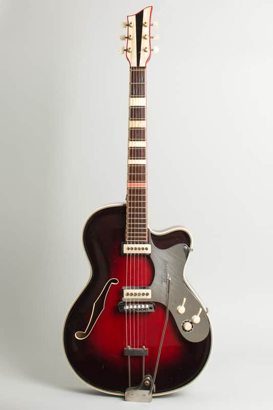 Framus Grand Star Black Rose Model 5/125 Arch Top Hollow Body Electric Guitar (1962), original black hard shell case. image 1