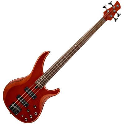Yamaha TRBX604FM 4 String Bass Guitar with Flame Maple Top - Caramel Brown image 2