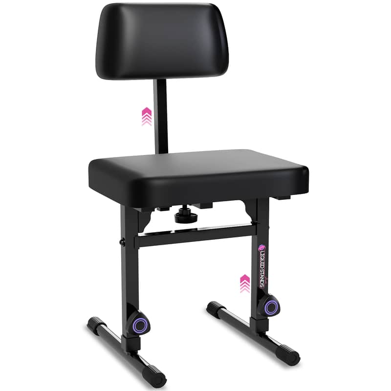 Liquid Stands Adjustable Piano Keyboard Bench with Backrest - Black Padded Cushion Seat for Musicians image 1