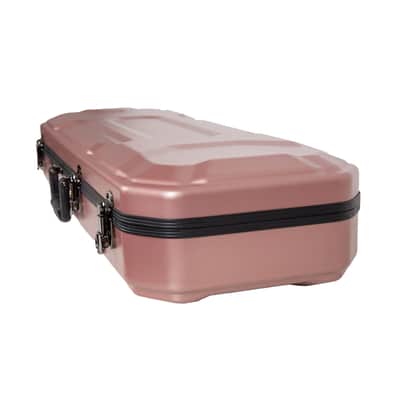 Crossrock 4/4 size Violin Case | ABS Molded Hardshell with Interior Compartment, 2 Bow Holders, Security Lock, and Detachable Straps-Rose Gold image 5