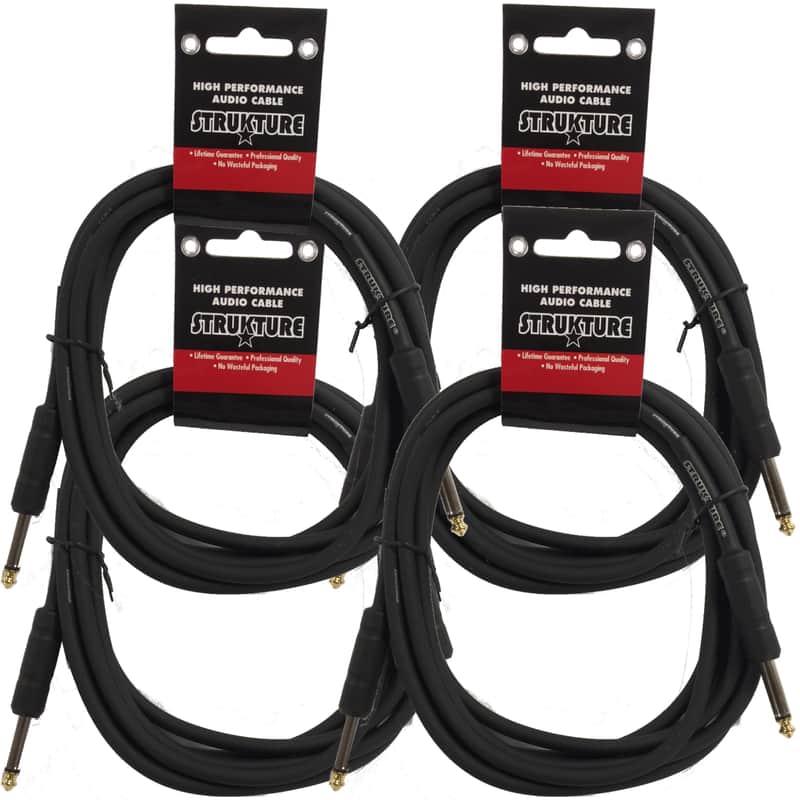 4 PACK Black Strukture 10ft Instrument Cable 6MM Rubber SC10R Lifetime Warranty! image 1
