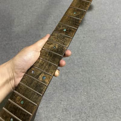 DIY Gloss 22 Fret Roasted Flame maple Electric guitar Neck part Replacement image 1