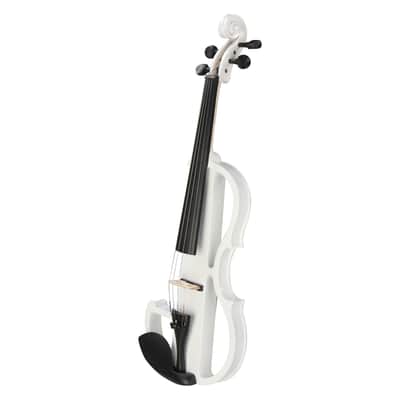 Cxxss Full Size 4/4 Bunnel Edge Electric Silent Violin with Case Bow Rosin Headphone Connecting Line White image 4