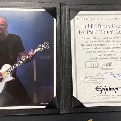 Epiphone Limited Edition Bjorn Gelotte Jotun Les Paul Custom Bone White Signature Guitar w/ Hardshell Case image 6