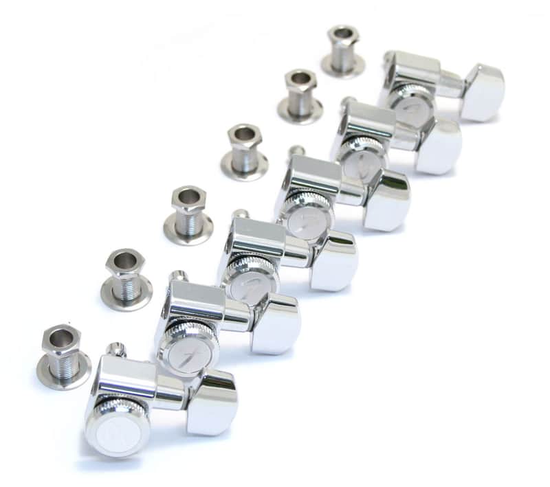 099-0818-100 Genuine Fender "F" Locking Polished Chrome Guitar Tuners image 1