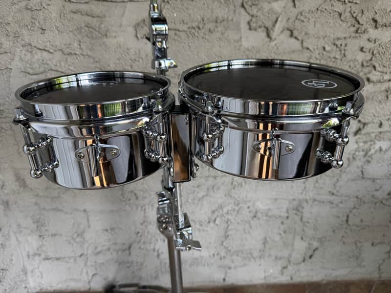 Latin Percussion LP845-K Mini 6/8" Timbale Set with Mount 2010s - Chrome over Steel image 1