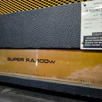 Marshall JMP 1968 Super PA 100 4-Channel 100-Watt Amp Head 1967 - 1975 - Black image 9