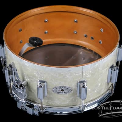 1967 Rogers Dynasonic Snare Drum White Marine Pearl : 6.5 x 14 image 16